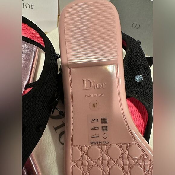 Christian Dior black nylon printed T-strap sandals size EU41/ US11 new - Picture 7 of 10